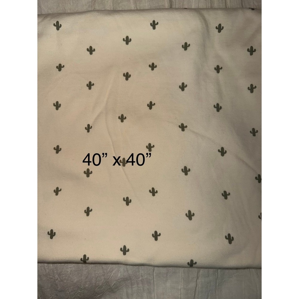 Quincy Mae 100% organic cotton cream baby blanket small green cacti (cactus)